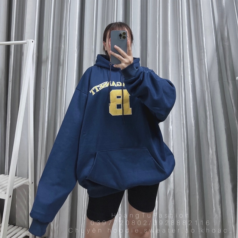 Áo hoodie vải nỉ Lót Bông Dày Dặn Thêu B Unisex Form Rộng