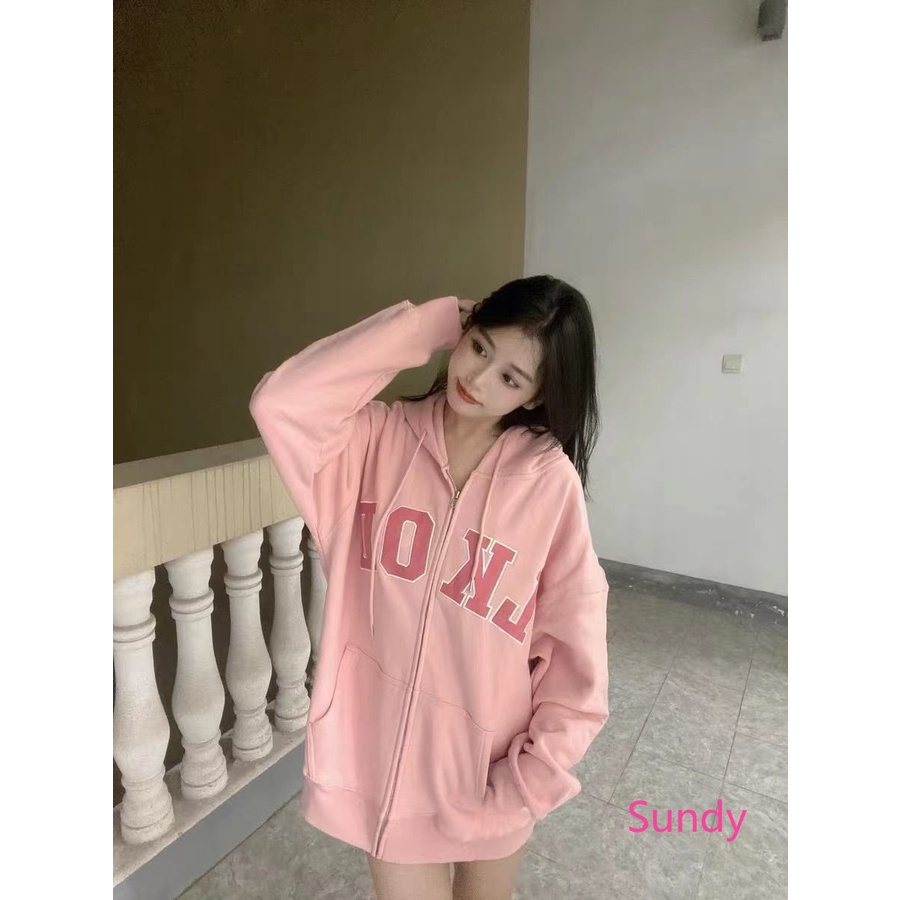 Áo Hoodie Tay Dài Dáng Rộng In Chữ Plus Size Phong Cách Hip Hop Hàn Quốc Thời Trang Xuân Thu Dành Cho Bạn Gái