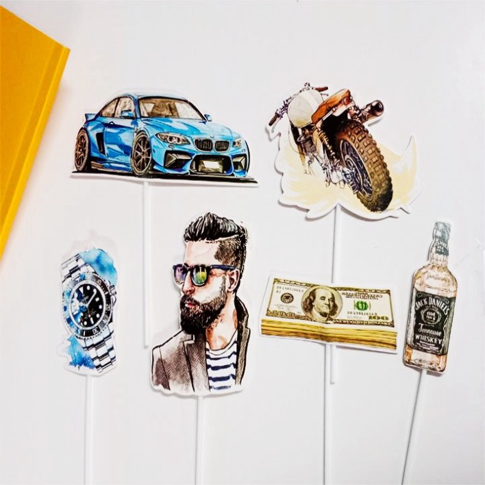 phụ kiện bánh kem [FREESHIP❤️] sét cắm giấy con trai siêu xe