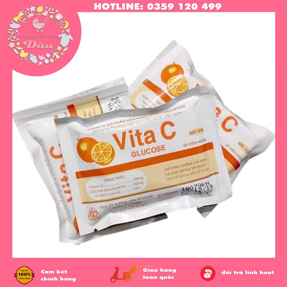 Kẹo C hương cam/ Kẹo ngậm Vita C bổ sung vitamin C cho trẻ em, người lớn  - gói 24 viên
