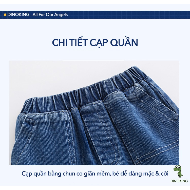 Quần Short bé trai DINOKING Quần đùi sooc trẻ em chất bò jean mềm mại cho bé 2 - 8 tuổi QS06