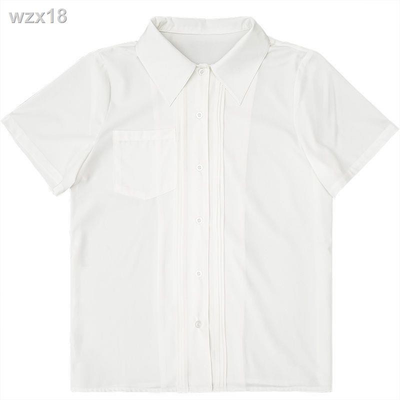 Mùa hè năm 2021 phong cách mới ngắn tay áo sơ mi trắng nữ sinh trung học cơ quan xếp ly túi đồng phục JK