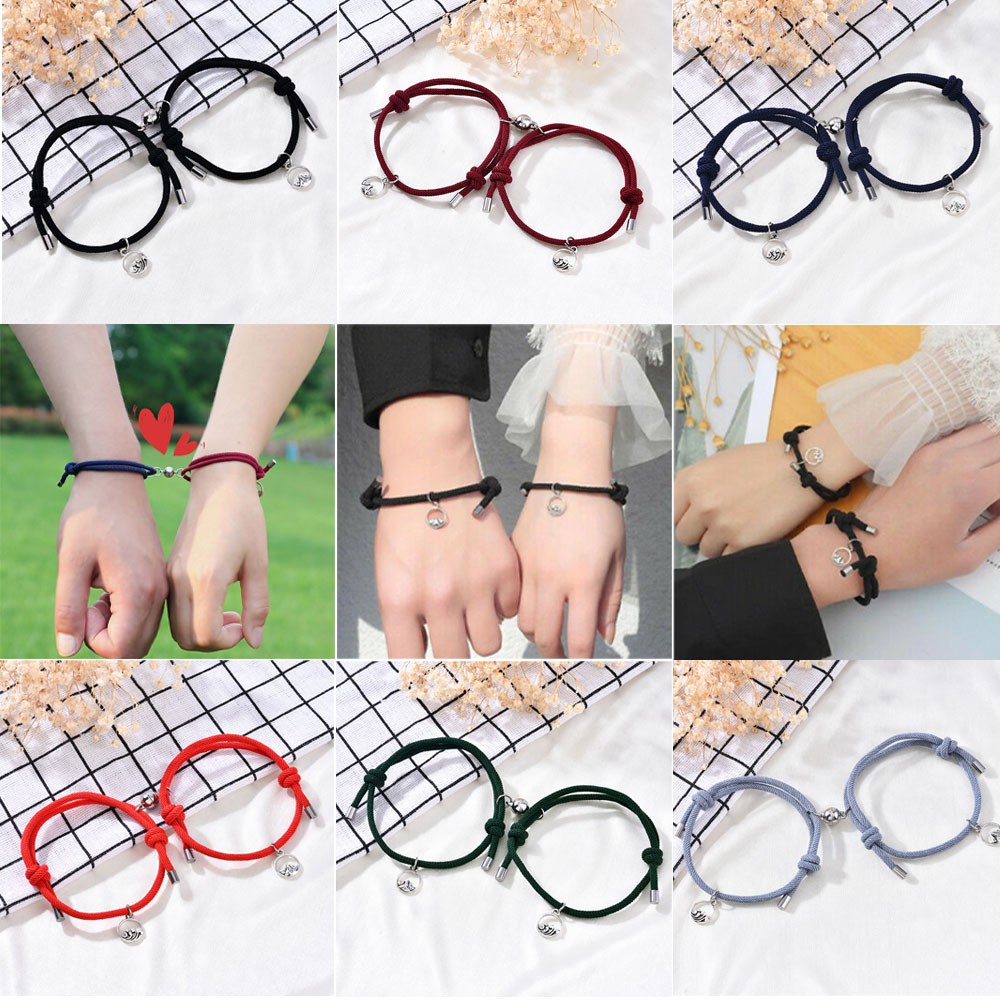 Set 2 Vòng Tay Bện Dây Có Nam Châm Cho Cặp Đôi