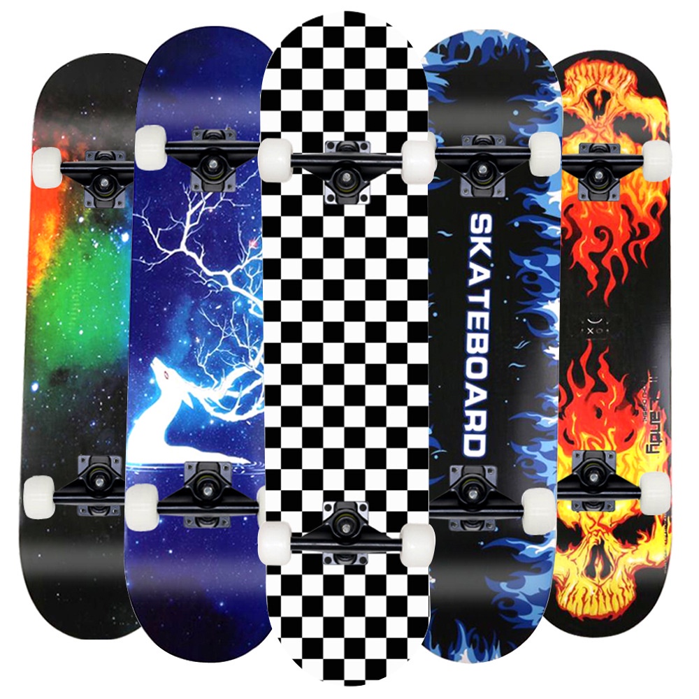 Ván Trượt 80CM Skateboard GUROSS Gỗ Phong 7 Lớp Mặt Đen Nhám Tải Trọng 180kg Dành Cho Người Lớn Và Trẻ Em