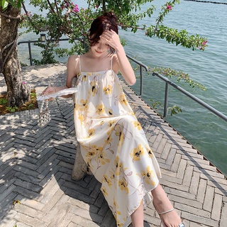 Đầm dây không tay in họa tiết cá tính