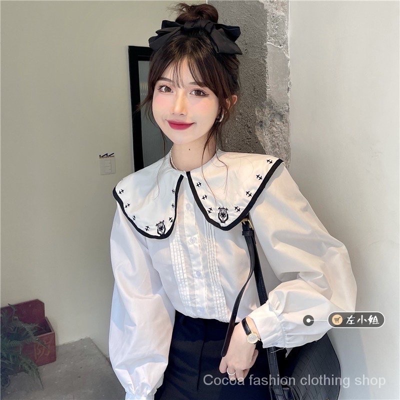 Áo Sơ Mi Tiểu Thư Chất Thô Mịn Mát- Áo Dài Tay Cổ Cách Điệu Siêu Xinh_313