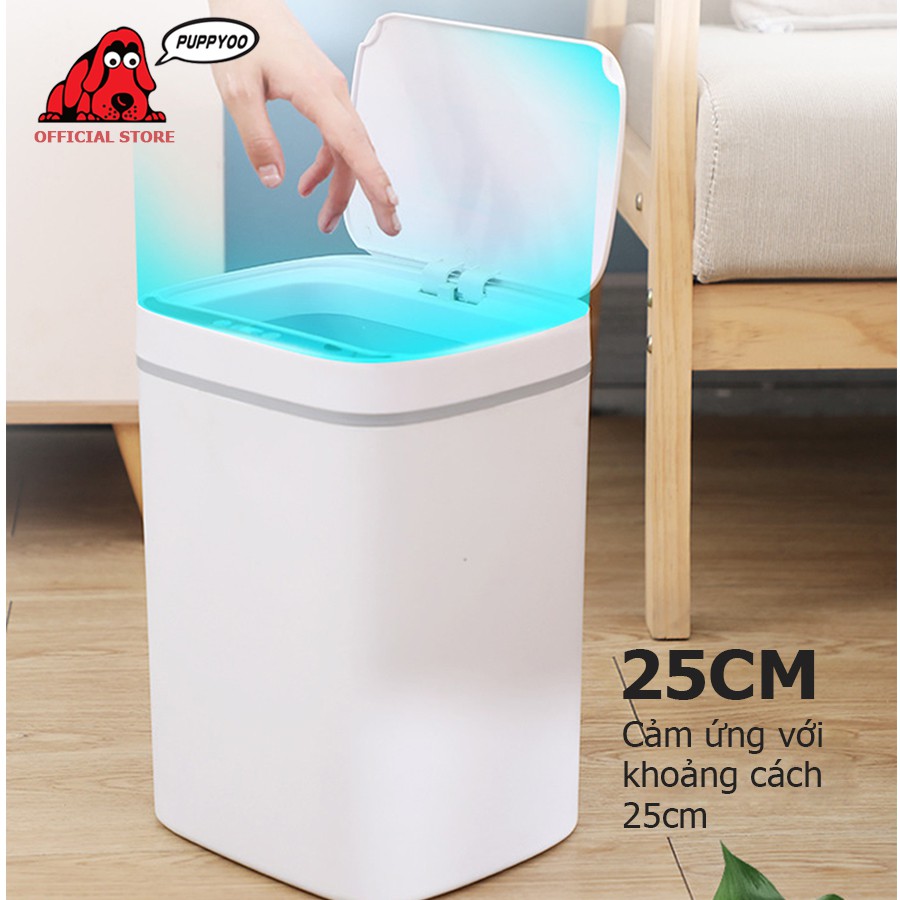 Thùng rác thông minh cảm ứng 3D Wudina dung tích 13L mở nắp tự động bật đèn Led chiếu sáng cảm ứng chỉ sau 0.3s