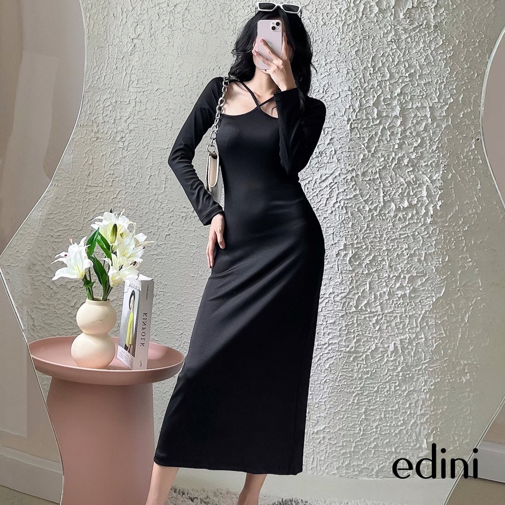 Đầm ôm tay dài cổ cách điệu EDINI - D1488