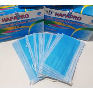 Khẩu trang y tế xanh 4 lớp Hafapro, lọc bụi 99%, hộp 50 chiếc