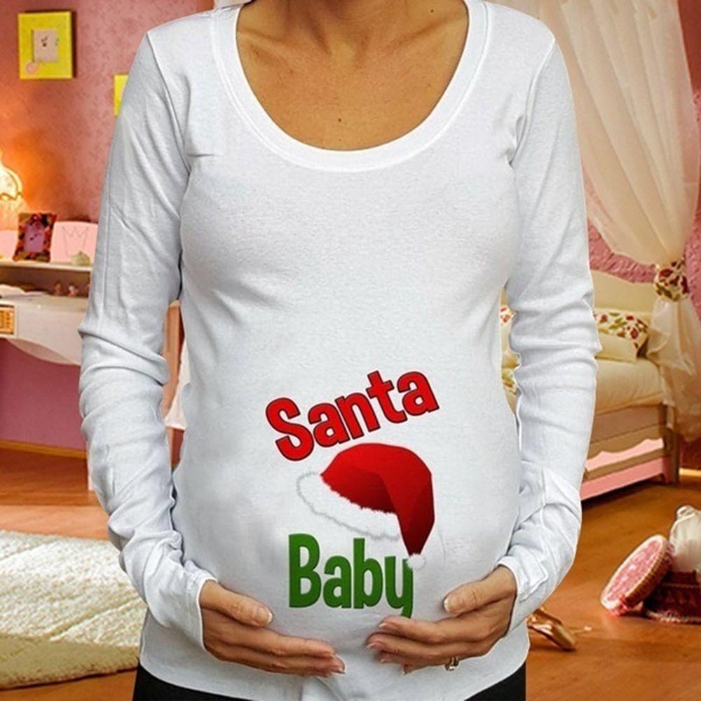 HS Áo Thun DàI Tay HọA TiếT GiáNg Sinh Dễ Thương Cho Phụ Nữ Mang Thai