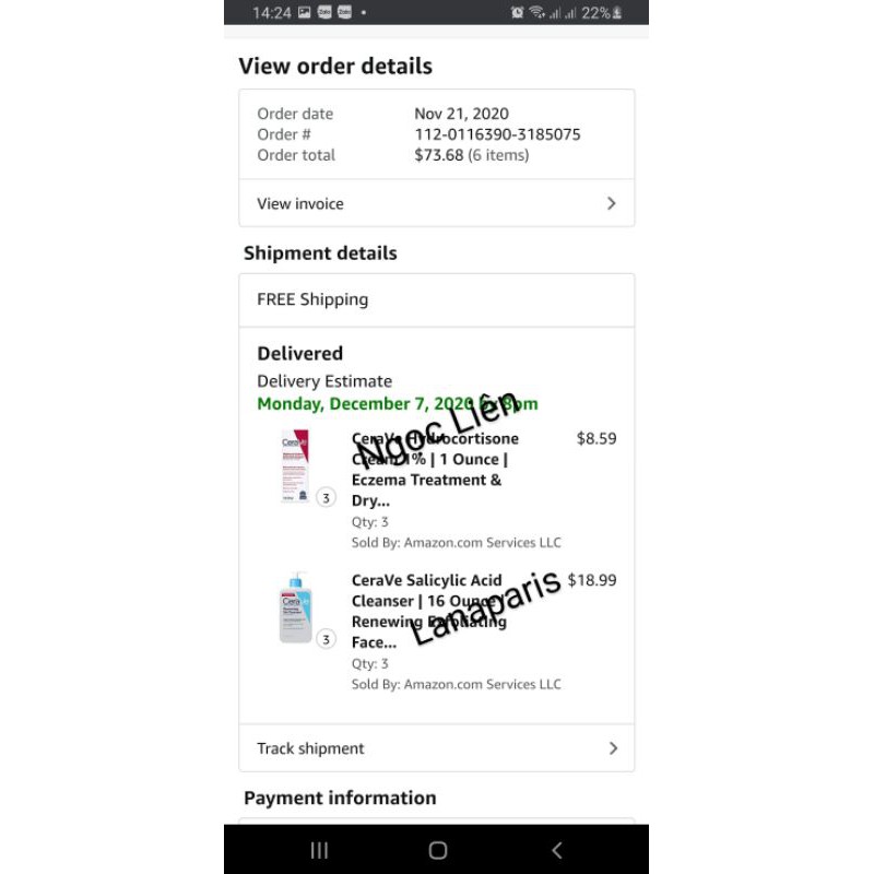 Bill Pháp/Mỹ Sẵn Sữa rửa mặt Cerave Renewing SA Cleanser 236ml và 473ml