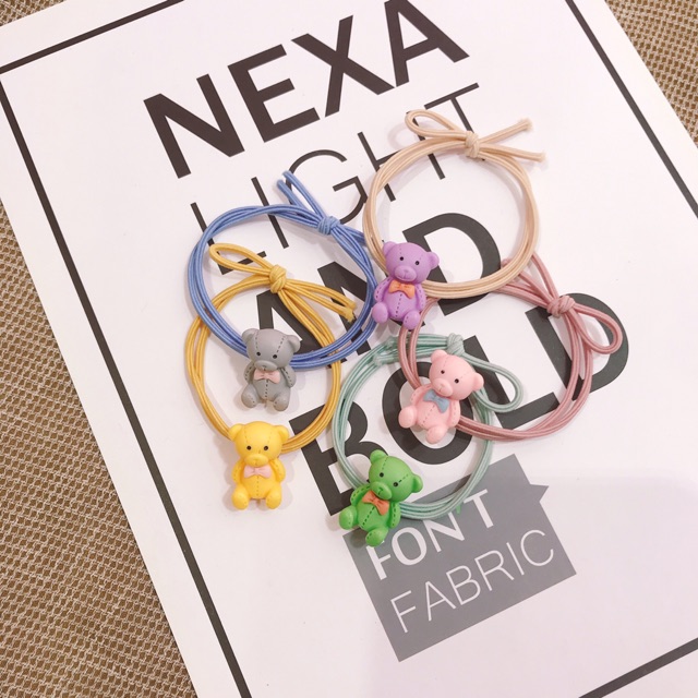 [ Hinh thật ] Dây cột tóc hình gấu nhiều màu