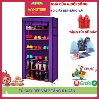 💝𝐅𝐑𝐄𝐄 𝐒𝐇𝐈P💝Tủ Để Giày Dép Thông Minh 7 Tầng 6 Ngăn, Tủ Vải Giày Dép Khung Inox Chắc Chắn Tặng Kèm Túi Đựng Giày