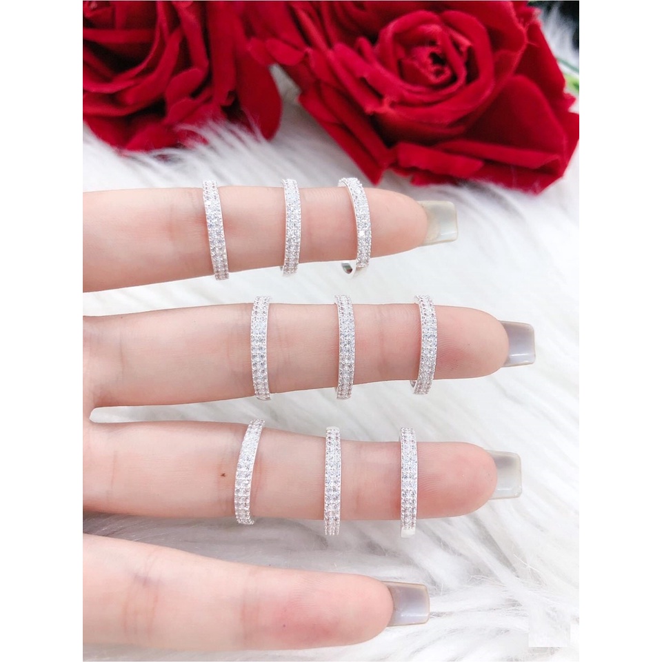 Nhẫn bạc nữ 2 hàng đá Evasilver tinh tế nhẹ nhàng nữ tính