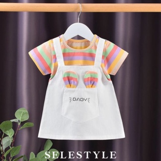 Đầm Bé Gái giả Yếm Chất Cotton