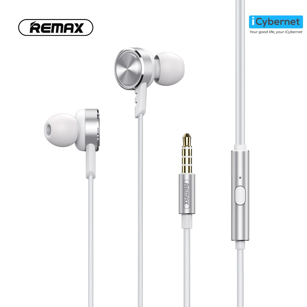 Tai nghe chân 3.5mm Remax RM-620 nút tai in-ear chống ồn tốt, âm bass sâu, thiết kế độc lạ - Chính hãng - ICYBERNET
