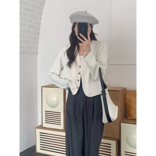 Khoát vest không cổ-Blazer phong cách hàn quốc chất đẹp