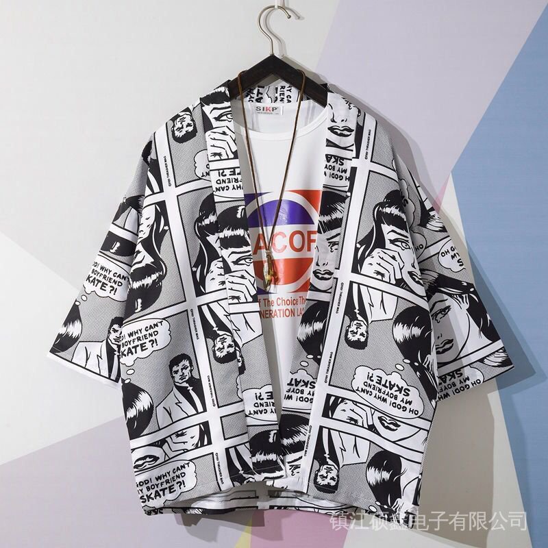 Áo Khoác Kimono Tay Ngắn Chống Nắng Thời Trang Cho Cặp Đôi