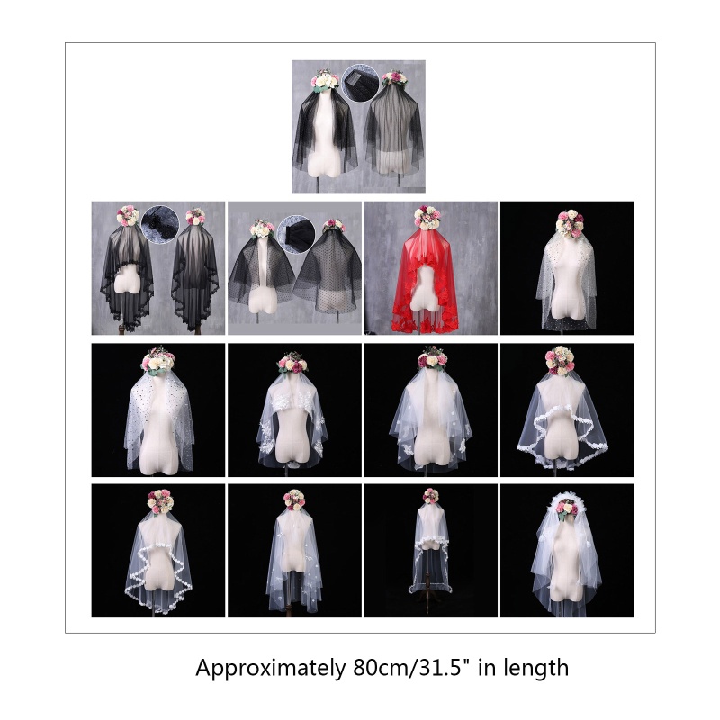 Mạng Che Mặt Phối Ren Đính Kim Sa Lấp Lánh Kèm Lược Cài Tóc Cho Đám Cưới