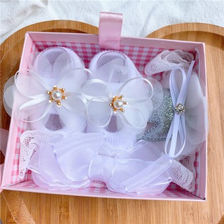 Set băng đô và giày tất cho bé full box