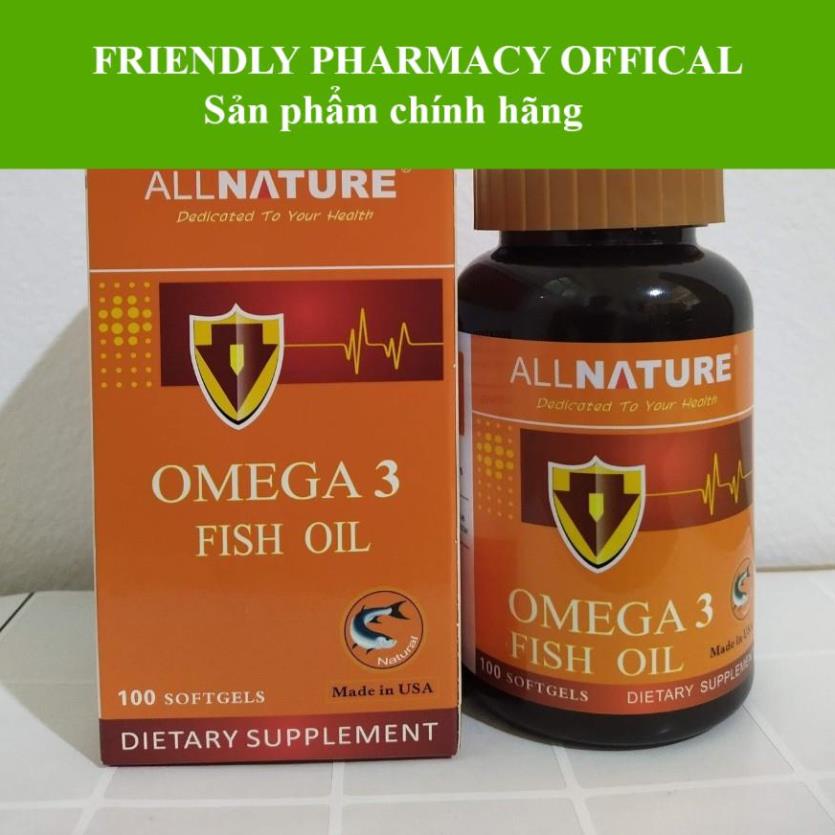 Dầu cá Omega 3 Fish Oil Allnature- Hỗ trợ bổ sung EPA, DHA giúp bổ não, sáng mắt, ngăn ngừa bệnh tim mạch (100 viên)