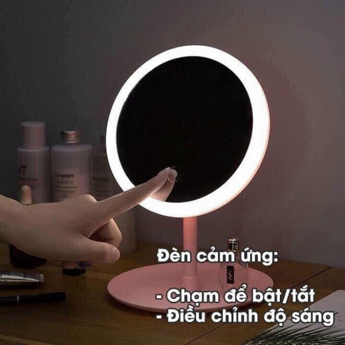 GƯƠNG TRÒN TRANG ĐIỂM MAKEUP ĐẺN LED PRITECK CHẠM CẢM ỨNG HỒNG HẠC