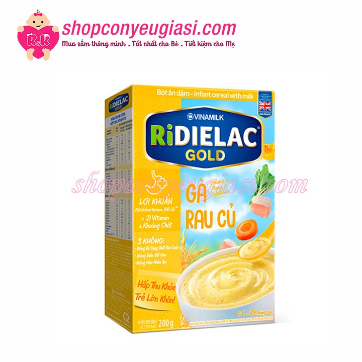 Bột Ăn Dặm RiDielac Gà Rau Củ - Hộp Giấy 200g - Date 2023