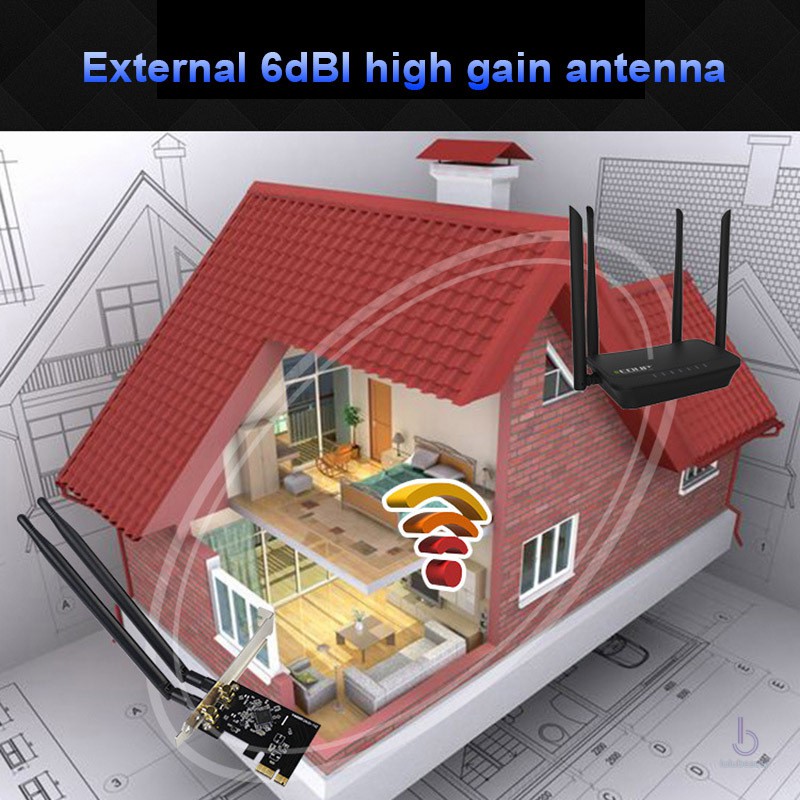 Card Mạng Wifi 1300mbps Pci-E 802.11 Ac 2.4 / 5ghz