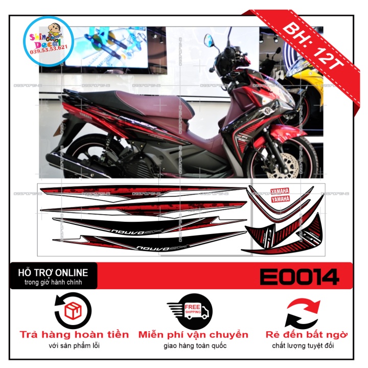 TEM XE NOUVO SX ZIN ĐỎ ĐEN -- SHIN DECAL 2