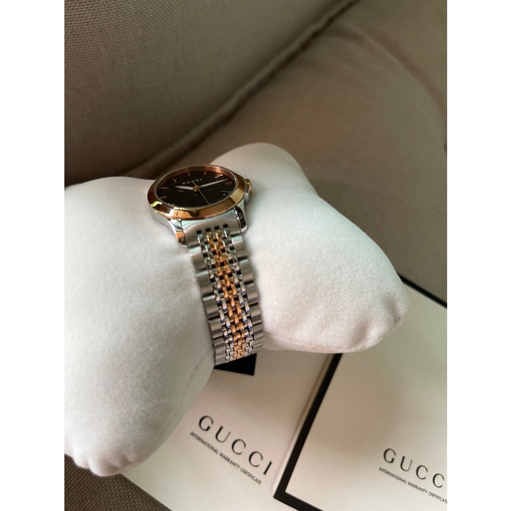 Đồng Hồ Nữ Gucci Timeless Black Dial Two-tone YA126512