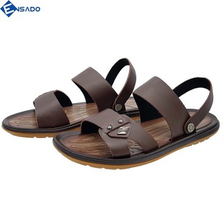 [Xả Hàng] Dép Quai Hậu Nam Giày Sandal Nam Da Bò Thật Ensado D11163 (Nâu)
