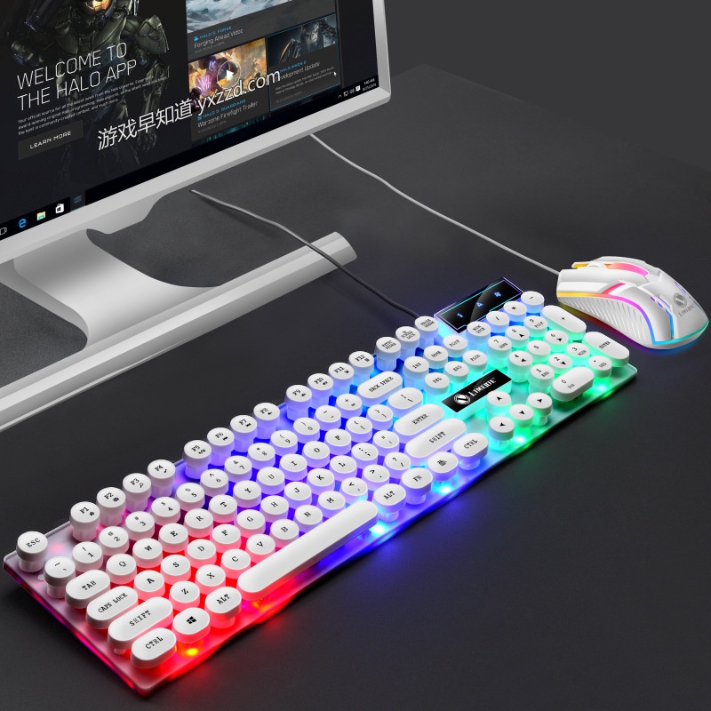 Bộ bàn phím chuột  cáp dây USB , RGB đèn led 7 màu, bàn phím giả cơ 104 phím chuyên game - K1308