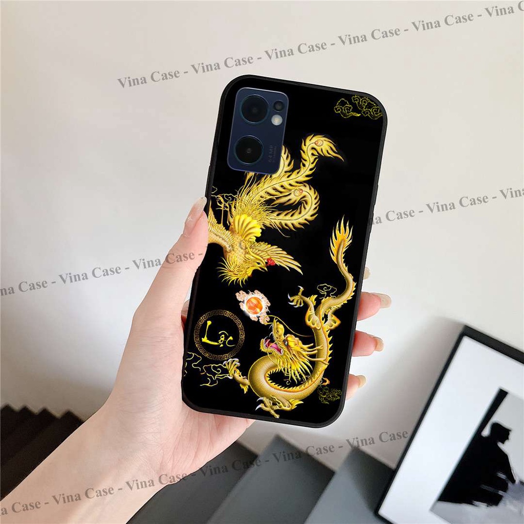 Ốp kính Oppo A16 - Oppo A55 - Oppo A95 - Reno 6 5G - Reno 6z 5G - Reno 7 5G - Reno 7z 5G in hình Rồng Phượng sáng bóng