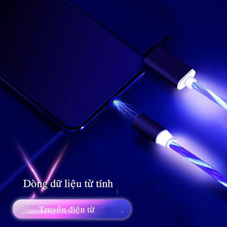 Cáp sạc nam châm, Cáp Sạc đầu tròn cổng type C/ micro USB/ lightning có đèn led cho iPhone ,MICRO,Type C-Phụ Kiện Nhật L