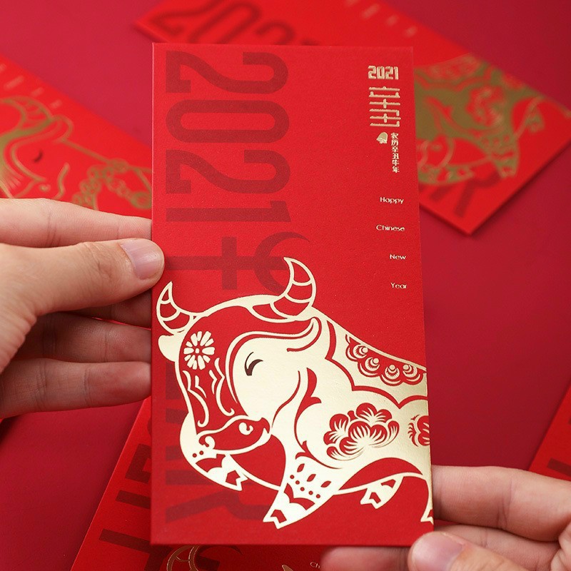 PVN24002 Set 10 bao lì xì con trâu đỏ 2021 T2 Giá Rẻ