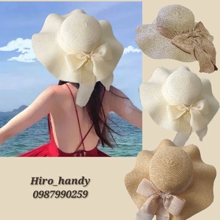 Nón vành rộng lượn sóng thời trang biển