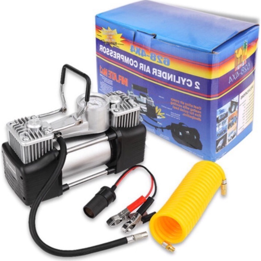 Bơm ô tô 2 xi lanh 12v cao cấp lấy nguồn trực tiếp từ acquy, Bơm lốp oto mini 12v công suất lớn 280w BẢO HÀNH 12 tháng