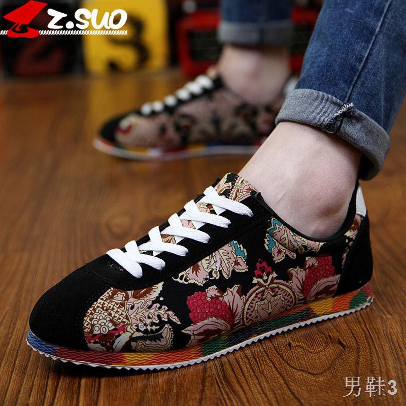 Giày nam lưới màu đỏ mới vải đi bộ mùa hè phong cách Trung Quốc tinh thần xã hội chàng trai người nổi tiếng thể t