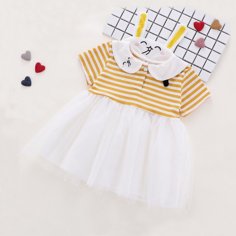 Đầm kẻ sọc ngắn tay đáng yêu cho bé gái