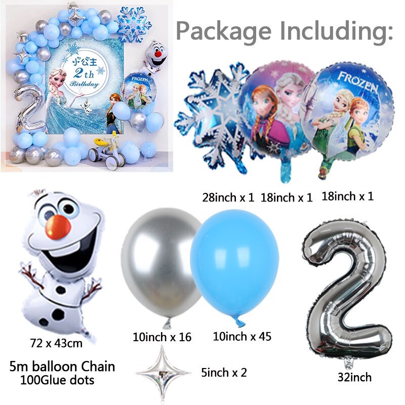 Set bong bóng nhôm hình công chúa ELSA và chữ số dùng trong trang trí tiệc sinh nhật