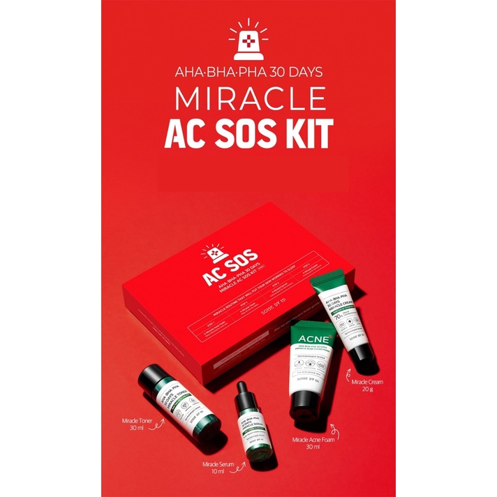 Bộ Kit Some By Mi AHA-BHA-PHA Dành Cho Da Mụn 4 Món AHA-BHA-PHA 30 Days Miracle AC SOS Kit