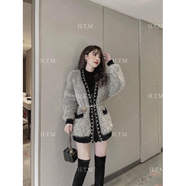 Áo Khoác Cardigan Nữ Ms.0224 Áo Khoác Lông Dáng Dài Phối Viền Ngọc Sang Chảnh, Chất Len Lông | BigBuy360 - bigbuy360.vn
