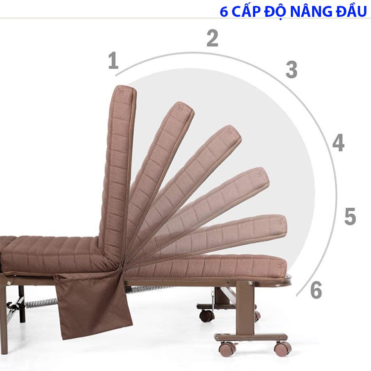 Giường ngủ đa năng gấp gọn, khung sắt có bánh xe cho phòng khách