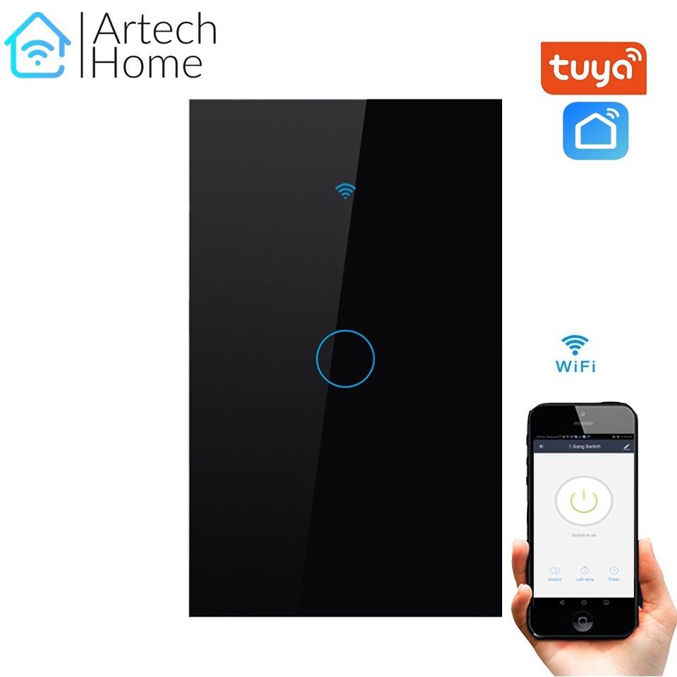 Công tắc TUYA smart cảm ứng 1 nút đen (WIFI + RF)