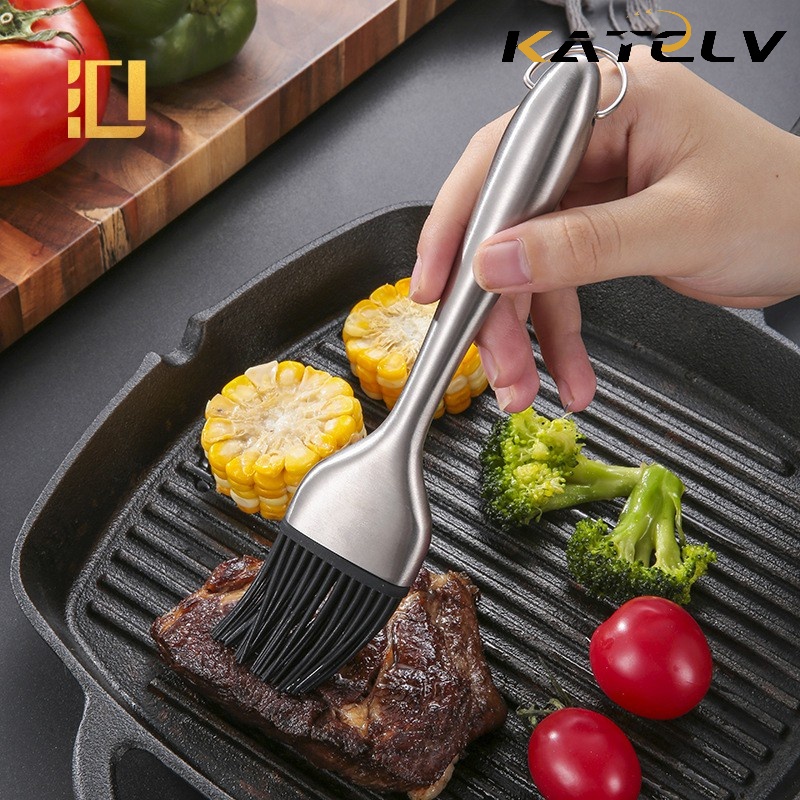 Cọ phết dầu KATELV nướng BBQ bằng silicone và thép không gỉ 304 cho nhà bếp