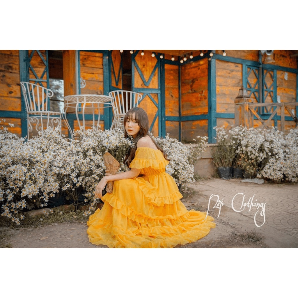 (Free Ship) ĐẦM MAXI VOAN TẦNG ĐI BIỂN CHƠI HÈ THẢ DÁNG SIÊU SANG CHẢNH PU HHp Fashion