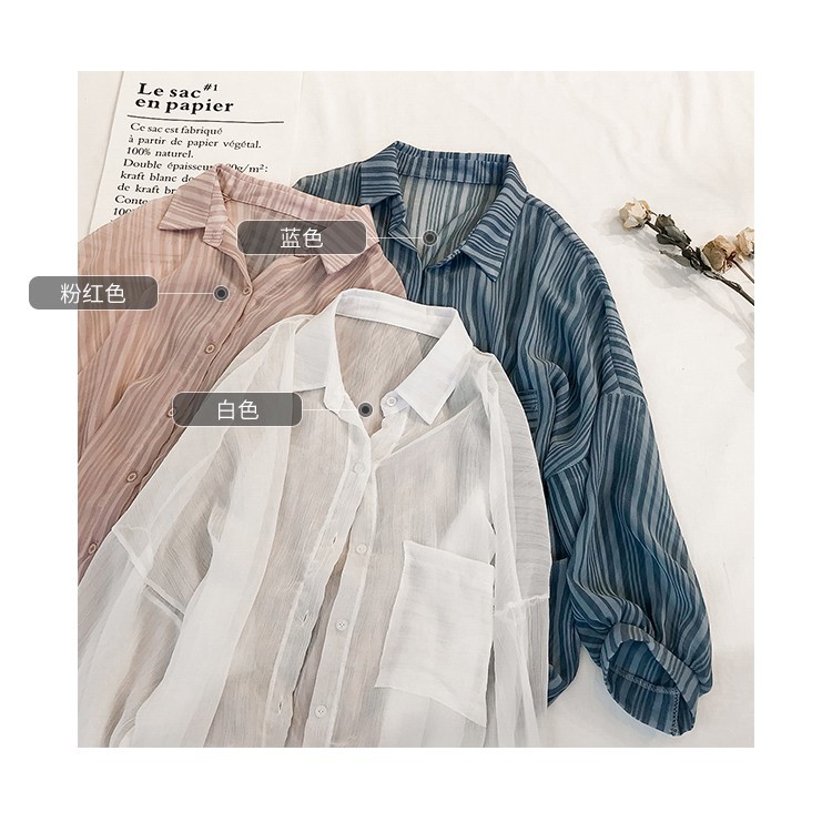 Áo khoác Chiffon sọc tay dài thời trang cho nữ | BigBuy360 - bigbuy360.vn