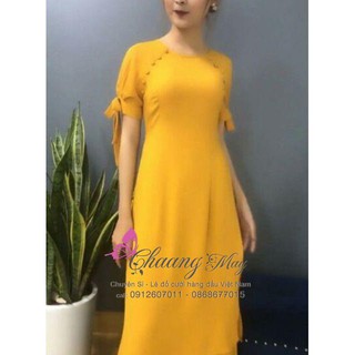 Áo dài cách tân lửng 4 tà nơ tay chất lụa tằm co giãn vừa