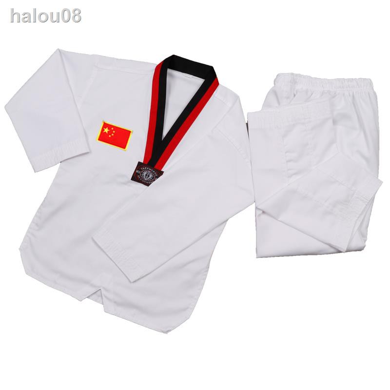 Bộ Đồ Tập Võ Taekwondo Tay Dài Chất Liệu Cotton Cho Người Lớn Và Trẻ Em