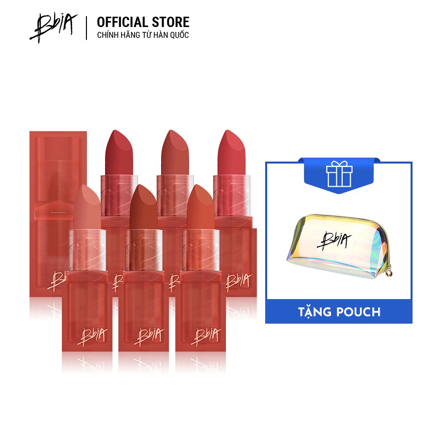 Combo full set 6 Son thỏi Bbia Last Powder Lipstick 3.5g/thỏiTẶNG 1 túi trang điểm hologram 3g - BBia Official Store